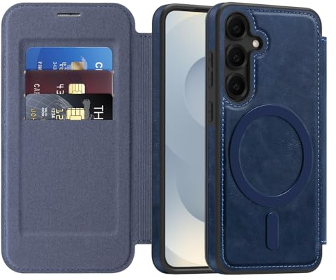 QIWEIQING Magnetic Case for Samsung Galaxy S23 FE Case Silicone Compatible with MagSafe Wireless Charging Built-in Stand Durable Protection Thin Cover for Samsung Galaxy S23 FE. Blue LDX