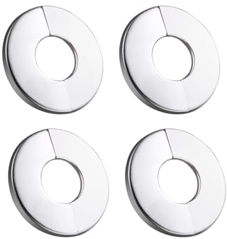 4 Stück Edelstahl Rosetten Abdeckungen für Rohre 24mm Durchmesser Rohrabdeckung Geteilt für Wasserhahn Heizung Küche Bad Installationsabdeckung Wandabdeckung