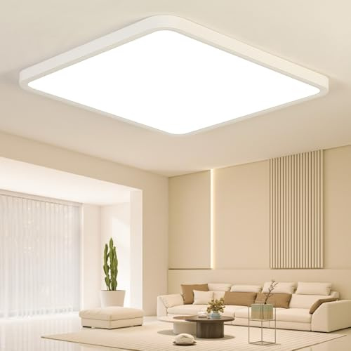 EASY EAGLE LED Deckenleuchte für Küche Wohnzimmer, 50CM 52W 4000K | 50x50cm quadratisch Modern Deckenlampe ,wasserdicht badlampe, für Flur Badezimmer Schlafzimmer Balkon Keller