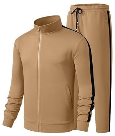 JMIERR Herren Traingsanzug Set Streatwear 2-Teiliger Jogginganzug Full Zip | 2-teiliger Tracksuit,Sportanzug herren ohne Kapuze,Kordelzug Taille,training,outdoor,freizeit