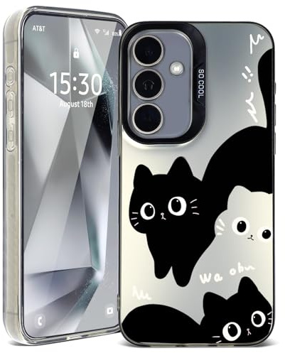 HAONANDE für Samsung Galaxy A25 5G Silikon Handyhülle mit Niedliches Katze Astronaut Planet Stilvoll Design Muster, Mädchen Schutzhülle Case Ultra Dünn rutschfest Stoßfeste Cover Schwarze Katze