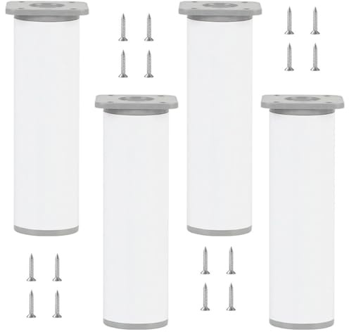ZZDZW Möbelfüße Verstellbar 4 Stück Stellfüße Tischbeine 6CM-30CM Aus Aluminium Möbelbeine Schwarz Weiß Sofabeine Füße Metall Für Schränke, Kommode, Sofa Furniture Table Legs(Weiß,10CM)