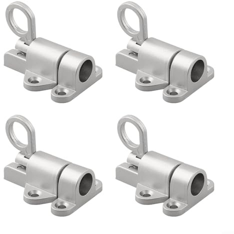 4 Pack Aluminium Alloy Automatic Spring Bolt Door Latch, Rust Resistant Bounce Lock for Shed Door, Garden Gate, Security, Metal Door Hardware DIY(Silver)