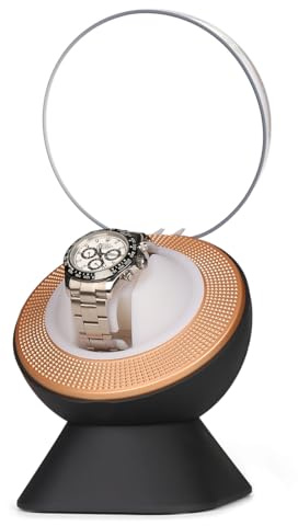 Ultra Quiet Single Watch Winder for Rolex with Ambient LED Lighting - Gift for Men, Automatic Watch Storage Box with One Watch Pillow, Whisper Quiet Motor for Mechanical Watches