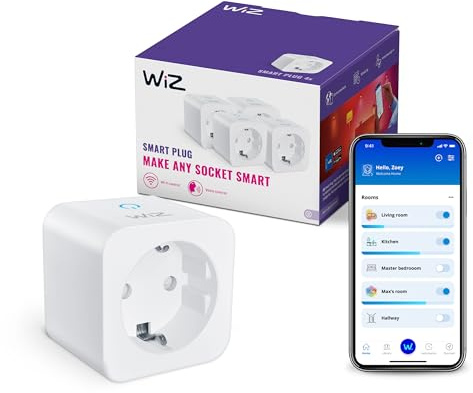 WiZ WLAN-Smart-Stecker,Typ F, 230 V,50 Hz,einfache Einrichtung,Matter-zertifiziert,intelligente Steuerung,Sprachbefehle, kompatibel mit Alexa, Google Home und Apple Home, ohne Leistungsmesser,4er-Pack