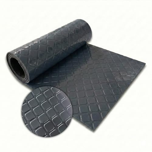 Floordirekt PVC-Bodenbelag - Rutschfester Bodenbelag in Quadrat - Optik Industrieboden - Pflegeleicht & Belastbar - Rollenware mit Zuschnitt - Check Quadra Dunkelgrau - 110x400 cm