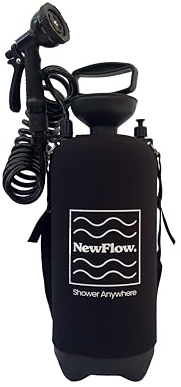 NewFlow 8L Portable Hand Pressurised Shower | 3m Hose | Van Life, Surfing, Camping, Dogs, Outdoor Use