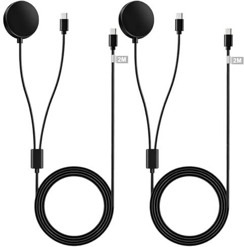 2 in 1 Cargador Reloj para Samsung Galaxy Watch 8/7/Ultra/Watch 6 Classic/Watch 5 Pro/5/Watch 4 Classic/3/Active 2,2PCS Magnético Cargador Smartwatch 2M Cable USB C para Samsung Galaxy S26 S25 S24