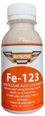 Rustbuster Fe-123 Molecular Rust Converter | Converts Rust on Steel & Iron, Creates Oxygen Barrier, Paint & Wax Ready, Award Winning Formula, Stable Surface Finish