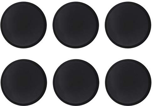 Argon Tableware Black Round Trays - 35cm - Pack of 6 - Reusable Rubberized Surface Non Slip Serving Tray for Serving Food, Drinks at Parties, Bars, Restaurants and Home