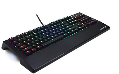 CyberpowerPC Syber SK100 RGB 104 Mechanical Gaming Keyboard (Individually Backlit Keys, Kontact ™ Blue Mechanical Switches, Programmable Macro Keys and Built in Wrist Support), Black
