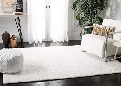 SAFAVIEH Zottelig Teppich für Wohnzimmer, Esszimmer, Schlafzimmer - August Shag Collection, Kurzer Flor, Weiss, 91 X 152 cm