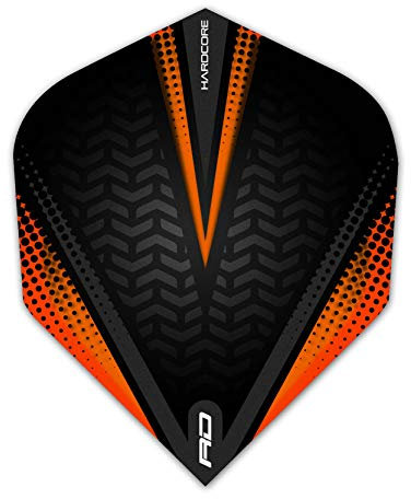 RED DRAGON Hardcore Radical Schwarz und Orange Extra Dicke Standard Dart Flights - 4 Sätze pro Packung (12 Flights insgesamt)