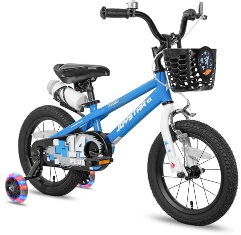 JOYSTAR Pluto Kids Bike 14 Inch BMX Style Children Bicycles with Training Wheels for Boys Girls Age 3-5 Years Blue