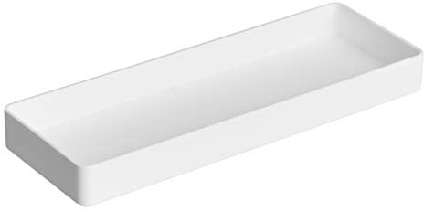 Amazon Basics Rectangular Organizador de plástico, media bandeja para accesorios, 23.8 x 8.3 x 2.5 cm, blanco