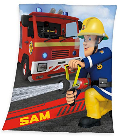 Herding FEUERWEHRMANN SAM Fleece-Kuscheldecke, 130 x 160 cm, Polyester, Mehrfarbig