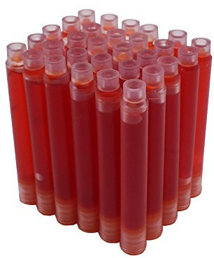 Jinhao Fountain Pen Ink Cartridges, Sunny Orange Colour International Standard Size, 30 PCS Ink Refill Cartridges Set