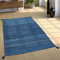 Paco Home Wohnzimmer Natur Teppich m. Fransen, Handgewebter Muster Kelim, 100% Baumwolle, Grösse:200x290 cm, Farbe:Blau