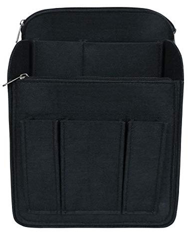 HyFanStr Filz Rucksack Organizer mit Reißverschlusstasche, Handtaschen Organizer Taschenorganizer für Rucksack Groß Schwarz