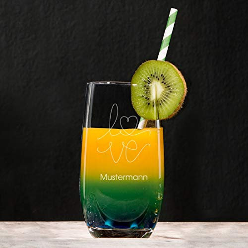 Manutextur Longdrinkglas mit Spruch - viele Motive - mit individueller Gravur - personalisiert - Glas - klar - persönliches Geschenk