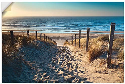 ARTland Wanddeko Wandtattoo selbstklebende Vinylfolie 120x80 cm Strand Meer Küste Nordsee Natur Sommer Dünen Sand Gräser T9IP