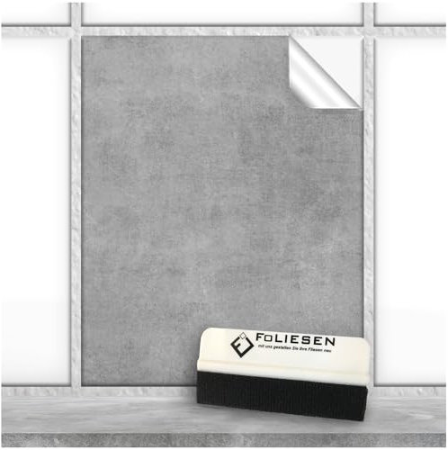 FoLIESEN Fliesenaufkleber 20x25 cm für Bad, Küche, Badezimmer - Fliesen-Folie selbstklebend - 50 Klebefliesen + Rakel, .:Greydi - 20x25 cm