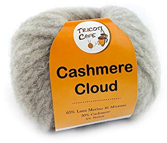 TRICOT CAFE' Cashmere Cloud Wolle zum Stricken und Häkeln 65% Merinowolle 30% Kaschmir 5% Nylon/Taupe 8