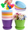 Taasmoog Colorful Plastic Plant Pots, 8Pcs Plant Containers in 8 Colors with Colorful Plant Labels Nursery Flower Planter Pots with Pallet for Indoor and Outdoor Use (10 cm)