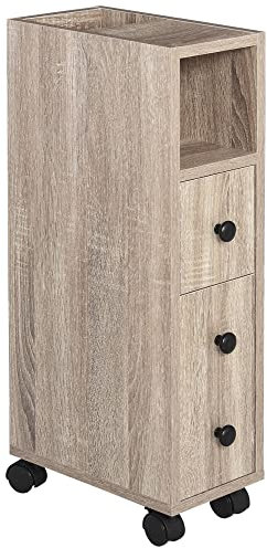 kleankin Support Papier Toilette - Porte-Papier Toilette - Armoire pour Papier Toilette - 3 Niveaux + Sortie Papier Panneaux Aspect chêne Clair