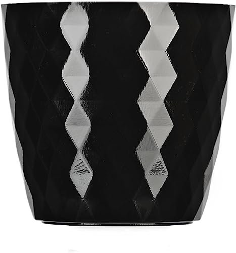 Flowerpot Round Plastic plant pot Crystal Modern Decorative Small Medium Large 7 sizes 9 coolours (Black, 12 cm)