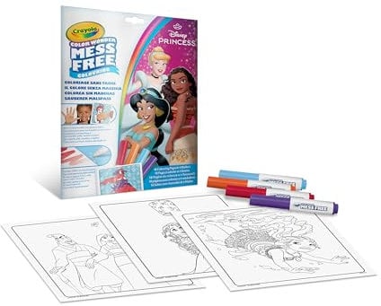 CRAYOLA - Color Wonder - Coffret de Coloriage pour Enfants, 4 Feutres de Couleurs Anti Taches et 18 Pages de Coloriage, Édition Princesses Disney - Âge Conseillé: à Partir de 3 Ans