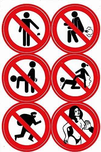 verboten Furzen Müll Brüste anfassen Räuber Sticker Motorsport Motocross Auto Tuning Aufkleber Folie 1 Blatt 270 mm x 180 mm wetterfest oder auch für Modellbau