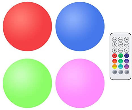 4pcs Bola de luces LED Bola de luz nocturna Bola de luz luminosa Control remoto inalámbrico a prueba de agua Colorido LED Paisaje al aire libre Luz decorativa con control remoto para el hogar Fiesta e