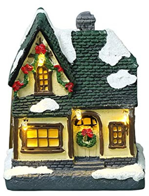 JAWSEU Weihnachtsdorf mit LED Beleuchtung, LED Weihnachtsstadt, Mini Weihnachtshäuser Weihnachtsdeko, Weihnachtsdorf Weihnachts Szene Tisch Deko