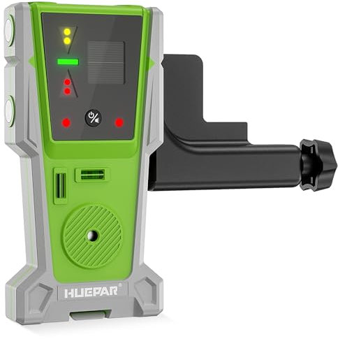 Huepar LR-8RG Digital Laser Receiver for Line Laser Level, Detects Red and Green Laser Beams, Two-Sided LED Displays, Clamp Included