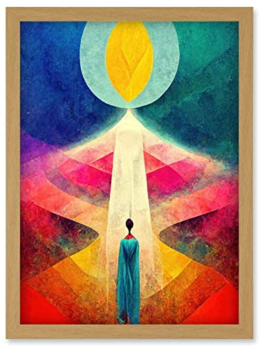 Doppelganger33 LTD Into The Light Abstract Spiritual Painting Artwork Framed Wall Art Print A4