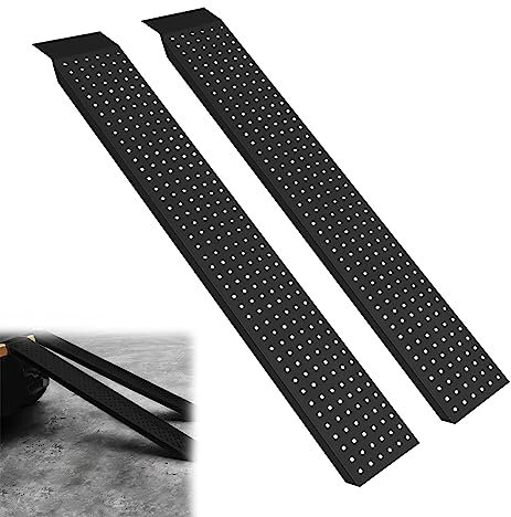 YRHome Lot de 2 rampes de chargement en acier galvanisé - 400 kg - Antidérapantes - Pour moto, remorque, caravane, tondeuse, tracteur de pelouse, 160 cm, noir