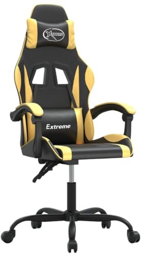 vidaXL Gaming Stuhl Racing Chefsessel Bürostuhl Drehstuhl Sportsitz Bürosessel Schreibtischstuhl Computerstuhl Büromöbel Schwarz Golden Kunstleder