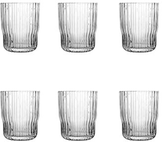 H&H Lyric Set 6 Bicchieri in Vetro, Trasparente, 28cl