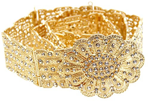 Verstellbarer marokkanischer Kaftan-Gürtel für Damen, mit Strasssteinen, arabischer Hochzeitsschmuck, Metall-Taillenkette