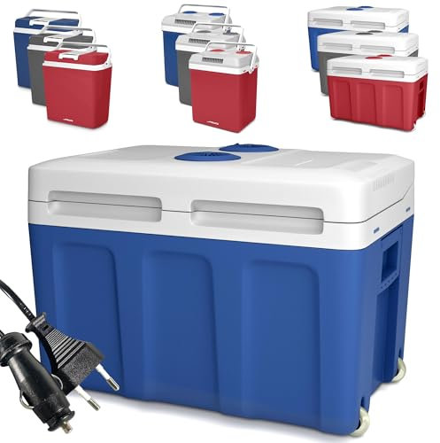 Jago® Kühlbox - 20/25/40L, Griff, 12/220V, Auto, Steckdose, Kühl-, Warmhaltefunktion, Blau/Anthrazit/Rot - Elektrische Kühltasche, Mini-Kühlschrank, Camping, Picknick, Strand, Wohnmobil