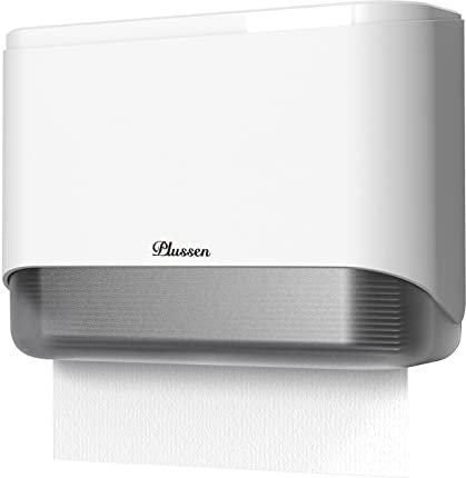 PLUSSEN Papierhandtuchspender Wandmontage, ABS papierhandtücher Spender ohne Bohren Kommerziell für Falthandtücher An der Wand Montiert Bad Büro Küche, ohne Loch Installation Weiß (6012)