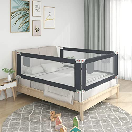 puraday Kleinkind-Bettschutzgitter Dunkelgrau 120x25x(70-95) cm Stoff Bettgitter Rausfallschutz Rausfallschutz Kinderbett Kindergitter Bettschutzgitter für Kinder Zwischen 18 Monaten und 5 Jahren