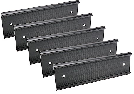 Antrader 5Pcs Name Plate Holder,Wall Mount Office Door Name Plate Holder,Aluminium Alloy Desk Name Plates,Black,2×8