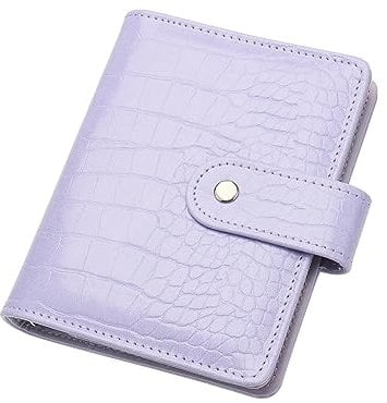 NatSumeBasics A7 Binder Wallet Cash Envelopes PU Leder Budget Binder Crocodile Pattern Notebook Cover 6 Rings Loose Leaf Folders mit Snap Button für Organizer Traveller Journal (Violett)