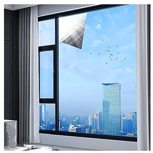 Verdunklungsfolie, 30–150 cm Breite, 100–1000 cm Länge, Sonnenschutzfolie Fensterfolie, Sichtschutz Spiegelfolie, Blau-Silber (Color : Silver, Size : 30x200cm(12x79in))