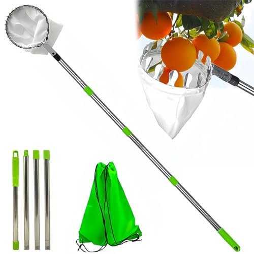Recogedor de Frutas, ACTOYS Recoge Frutas Telescopico, Recogedor de Fruta Telescópico, Fruit Picker, La Herramienta Recolector de Frutas es Fácil de Montar, Es Liviana y Tiene un Mango Antideslizante