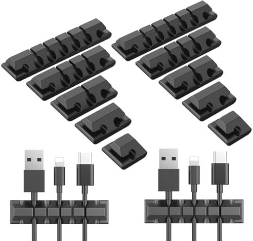 DDKY Kabelhalter, Kabelclips, Kabelmanagement, selbstklebend Kabelclips, Schreibtisch zubehör,Zimmer Gadgets,10 Stück, für Büroschreibtisch, Netzkabel, USB-Ladekabel, Audiokabel