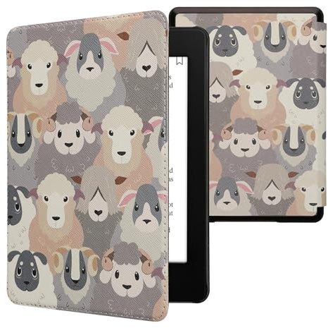 kwmobile Klapphülle kompatibel mit Amazon Kindle Paperwhite 11. Generation 2021 Hülle - Flipcase für Kindle Paperwhite Hülle mit Magnetverschluss - Schaf