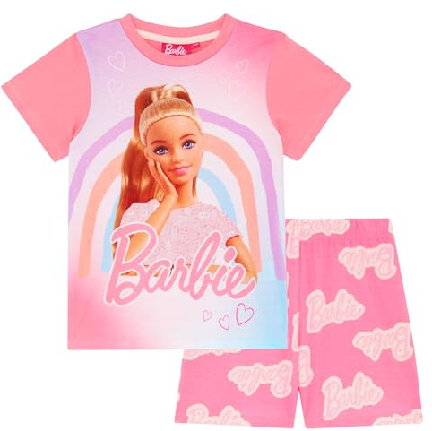 Barbie Rainbow - Ensemble de Pyjama à Manches Courtes pour Filles